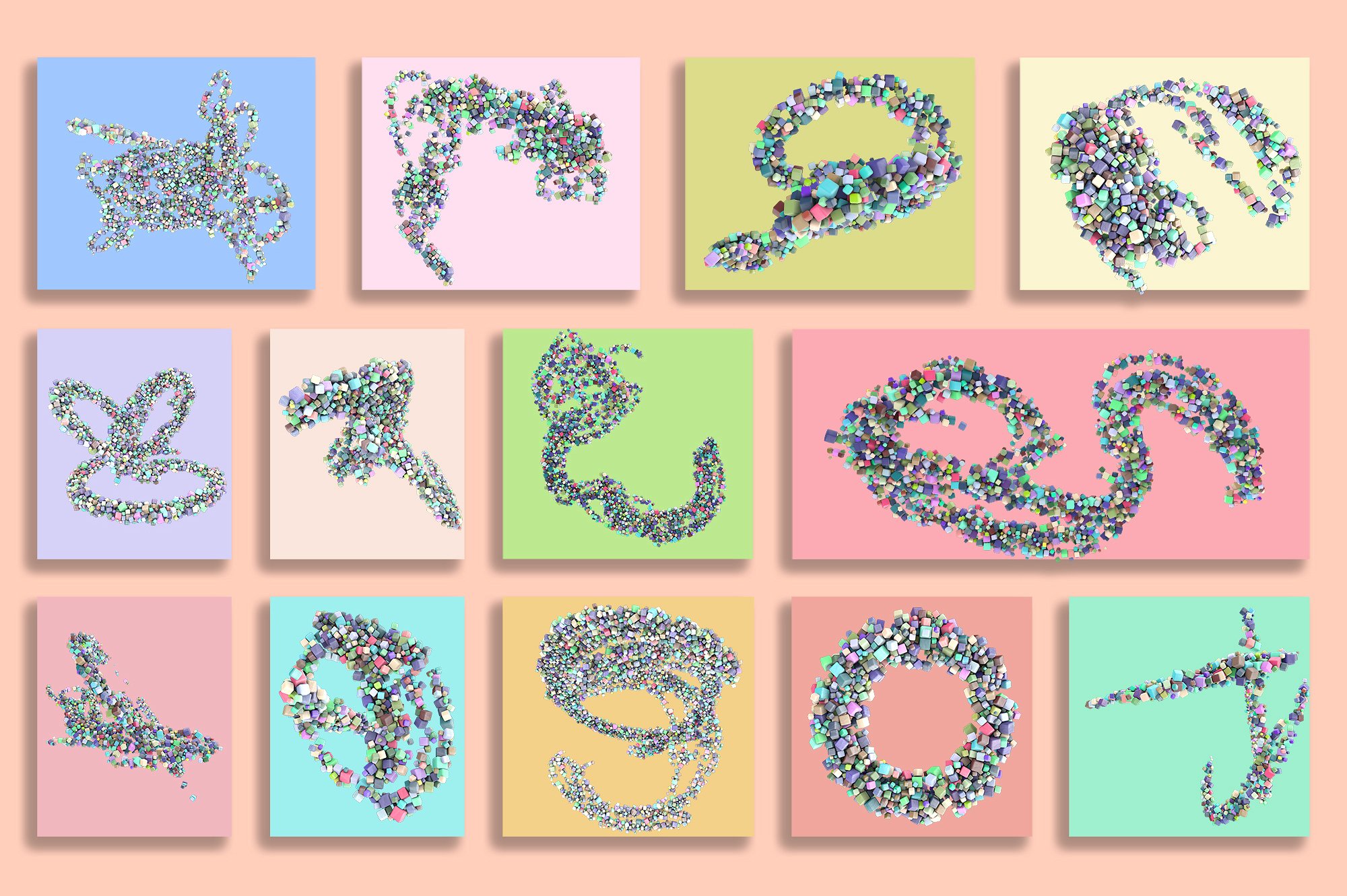 60款彩色立方体叠层背景 Cubes插图(5)