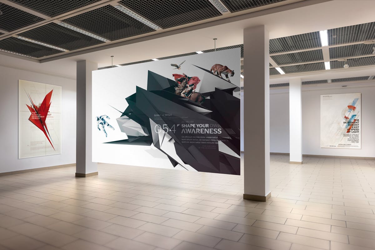 展厅画廊广告海报样机V.1 Gallery Poster Mockup v.1插图
