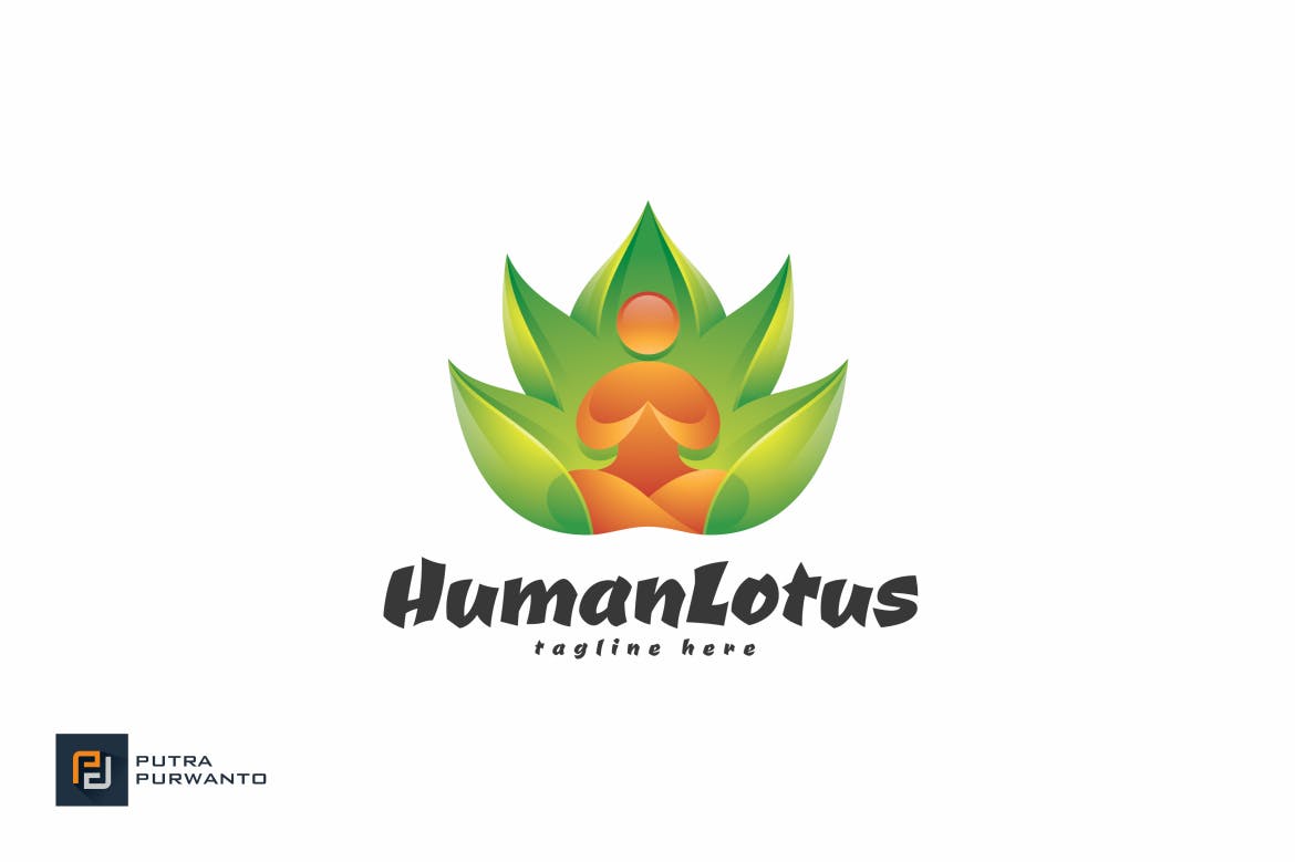 曼陀罗花佛教主题Logo设计素材库精选模板 Human Lotus – Logo Template插图(1)