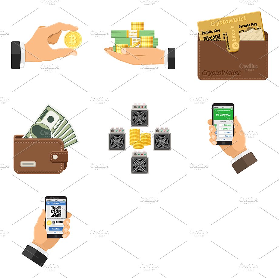 5款比特币主题矢量插画素材下载[eps,svg,png,jpg]插图(6)