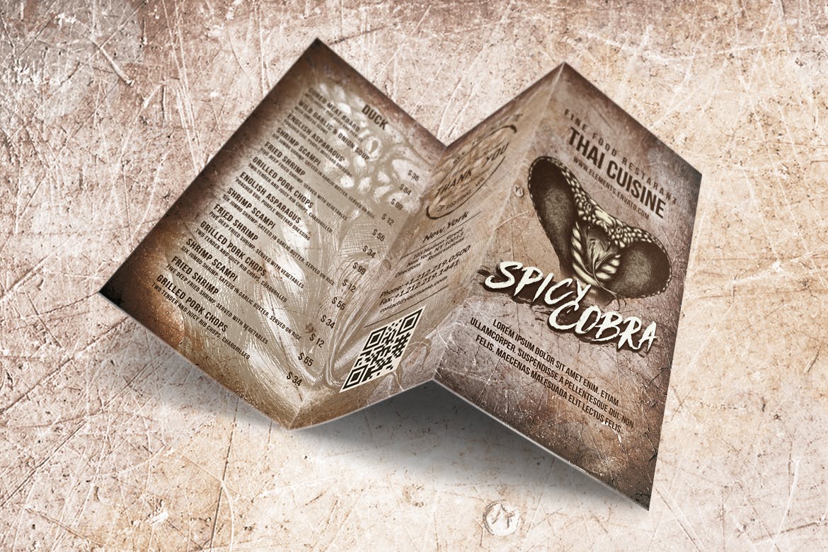 泰国特色菜餐馆菜单设计模板合集 Spicy Cobra Thai Food Menu Bundle插图(5)