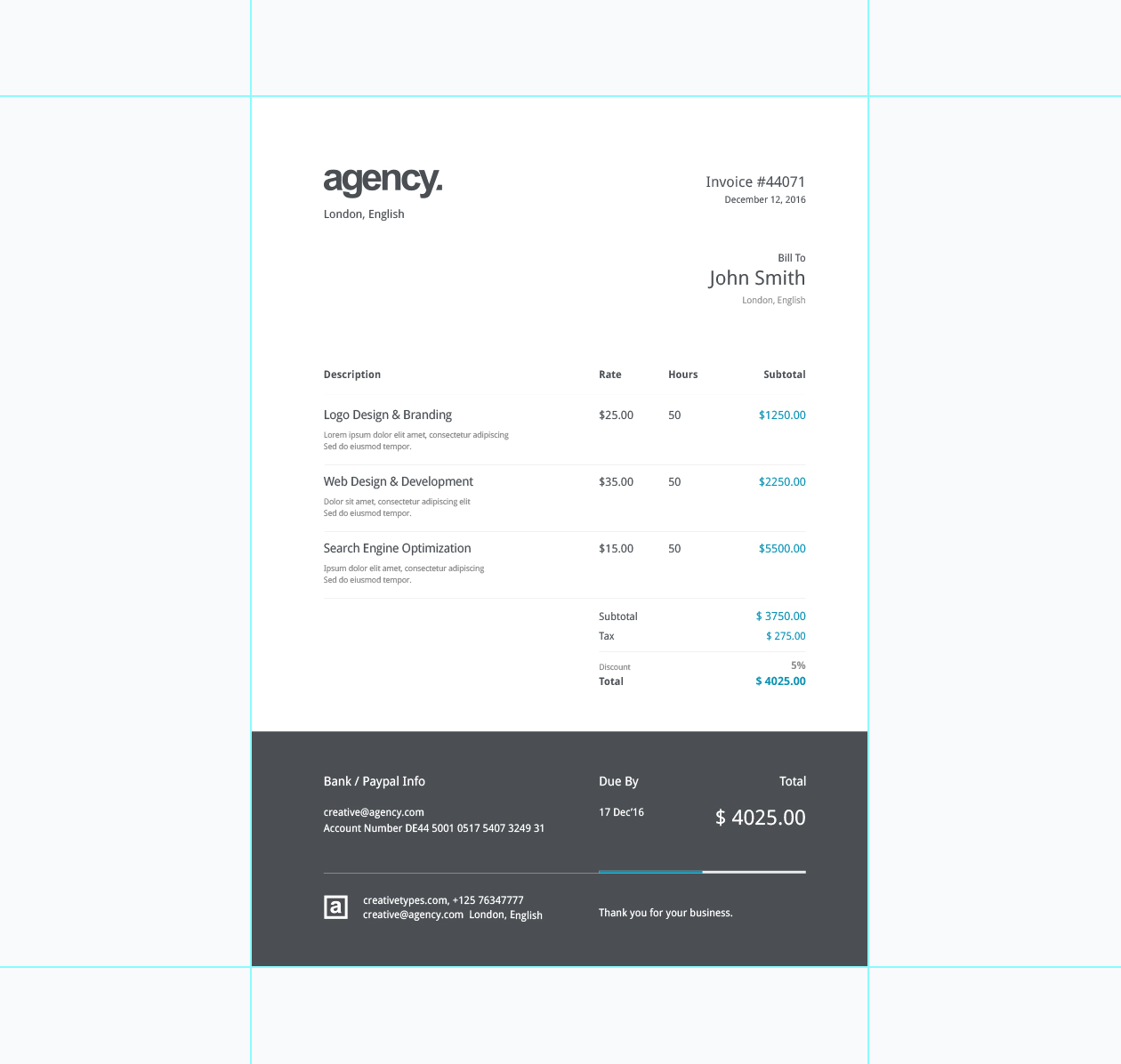 A4规格商业发票票据设计模板 A4 Invoice Print Template插图(1)