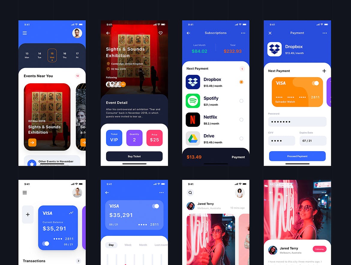 移动支付生活APP应用UI交互界面设计SKETCH模板 BARIUM – Multipurpose Card-based_SKETCH插图(5)
