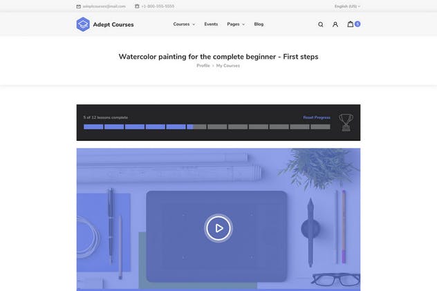 在线学习系统官网设计PSD模板 Adept Courses – Learning Management System PSD Kit插图(7)