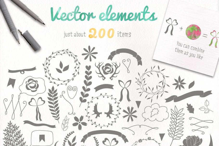 DIY水彩手绘插画师工具包 DIY Watercolor Collection Pro插图(2)