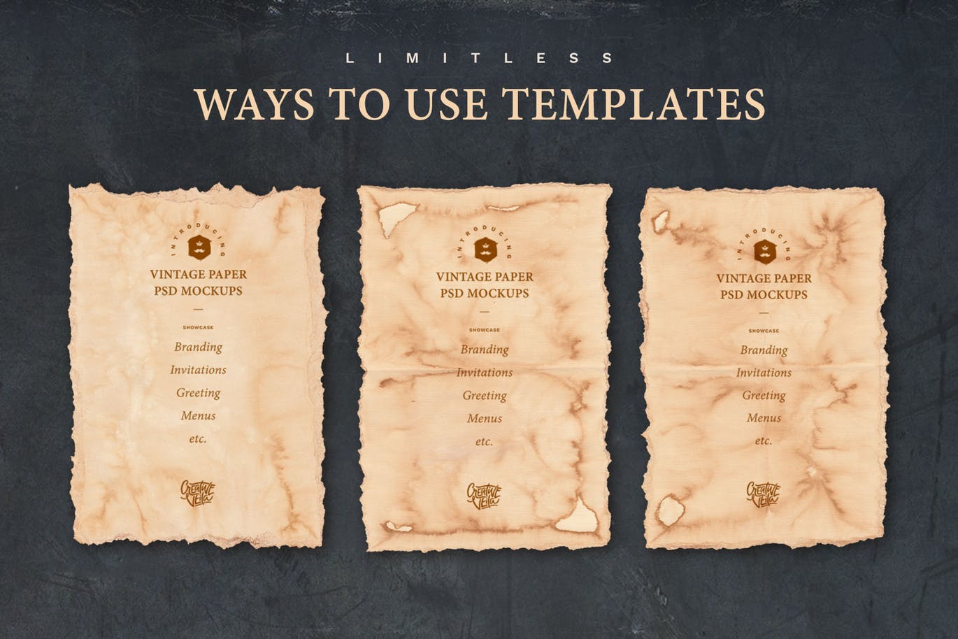 复古做旧风格纸张纹理样机模板 Vintage Paper PSD Mockup Set插图(5)
