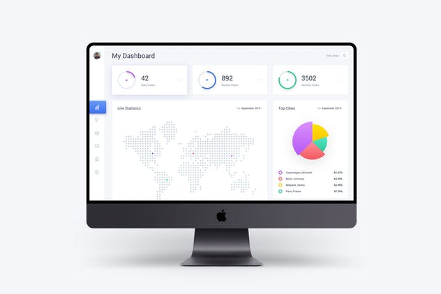 网站运营数据统计分析后台UI界面设计模板 Web Dashboard & Statistics UI Kit App Template 7插图(1)