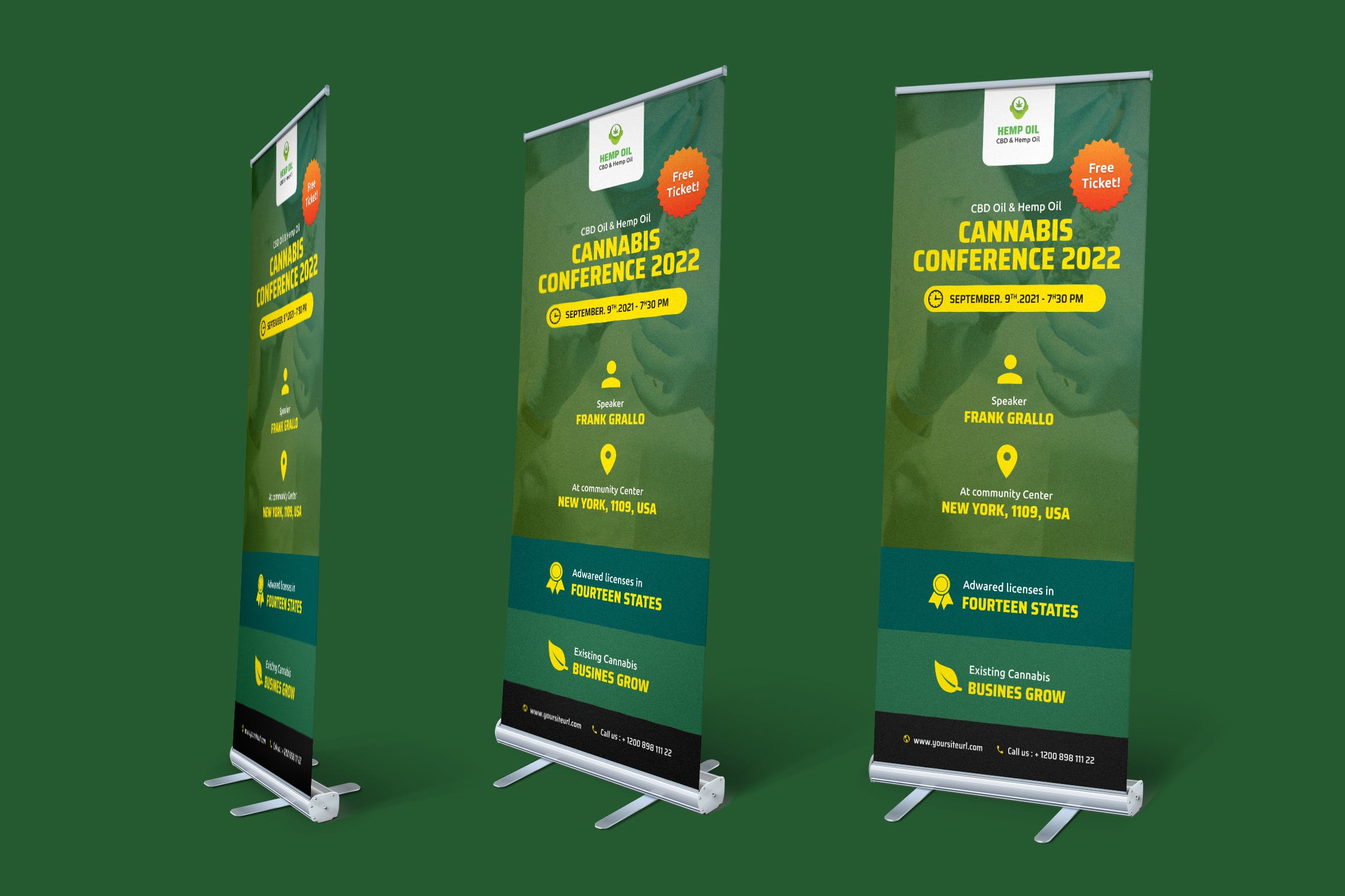 医疗生物研究会议X展架Banner广告牌设计模板 Cannabis Conference Roll-Up插图