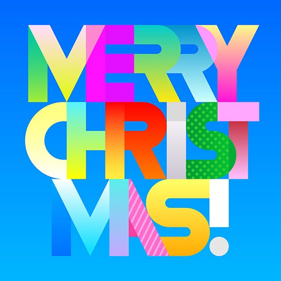 圣诞节主题装饰文字矢量图形素材 Merry Christmas decorative text (two options)插图(1)