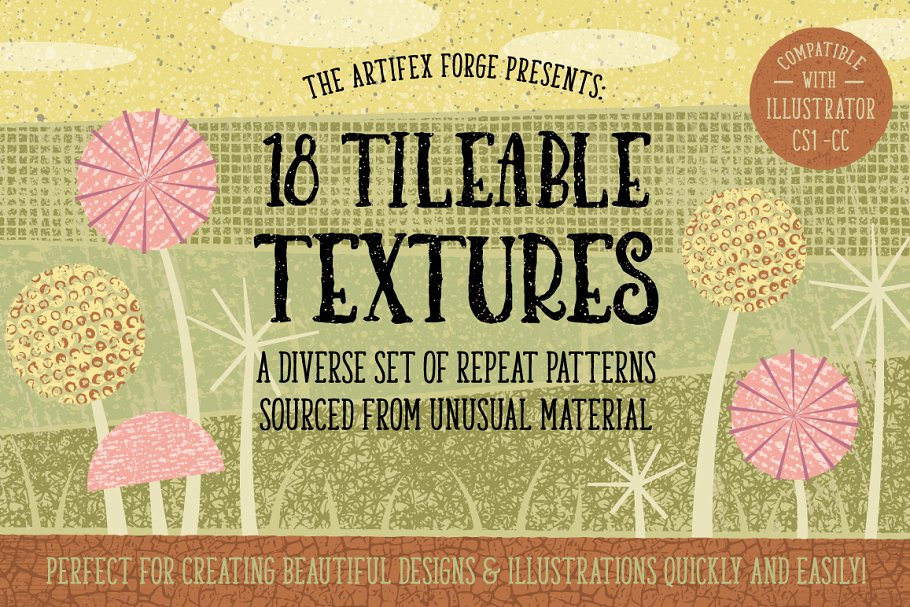 复古怀旧效果线条斑点无缝图案纹理 Tileable Texture – Repeat Patterns插图