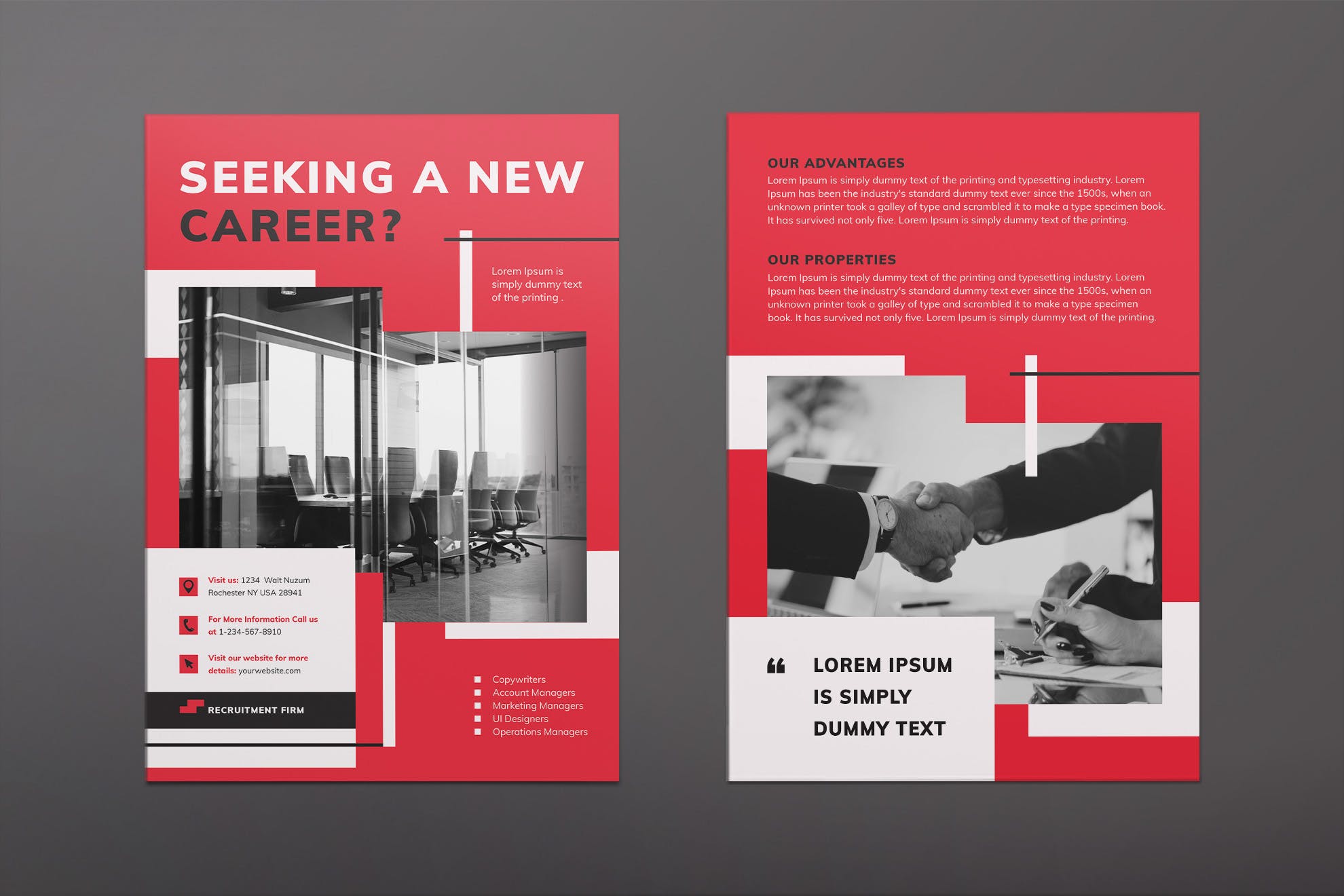 人力资源公司双页传单设计模板 Recruitment Firm Flyer插图(1)