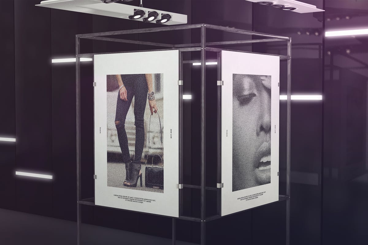 时尚展览广告海报展台样机 Exhibition Poster Stand Mockups插图