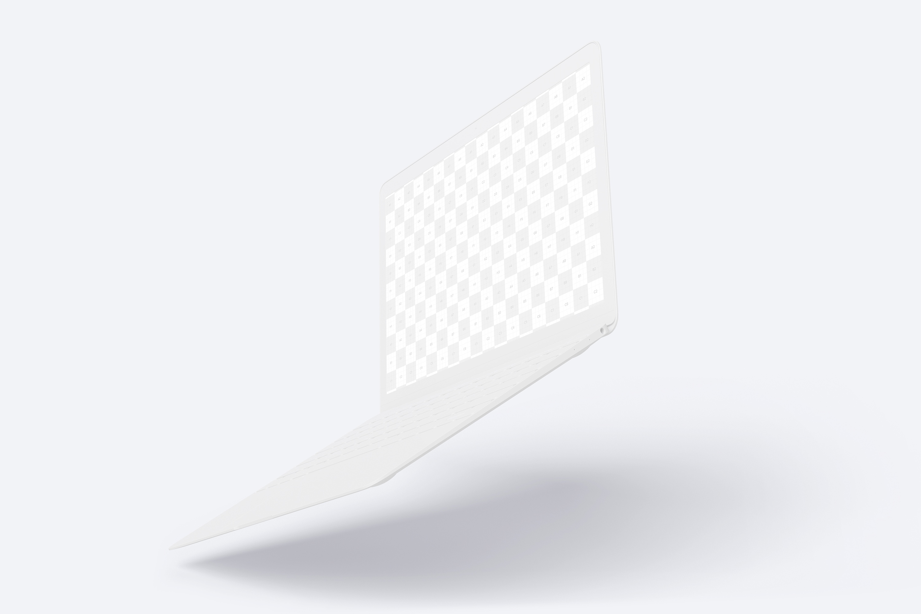 悬浮状态MacBook笔记本电脑屏幕界面设计预览样机 Clay MacBook Mockup, Floating插图