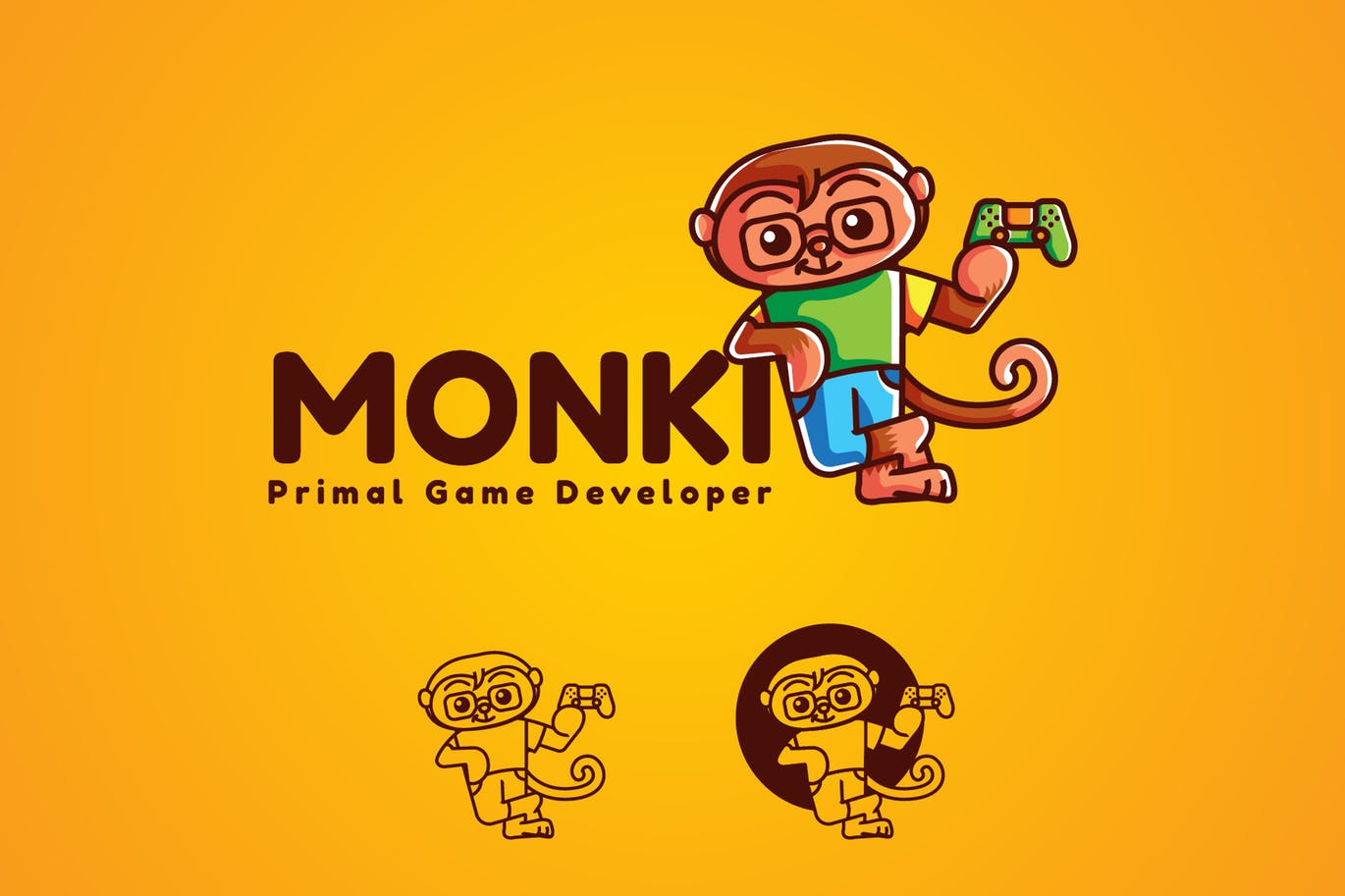 玩具猴卡通形象IT开发服务商Logo设计素材库精选模板 Monki Gaming Mascot Logo插图