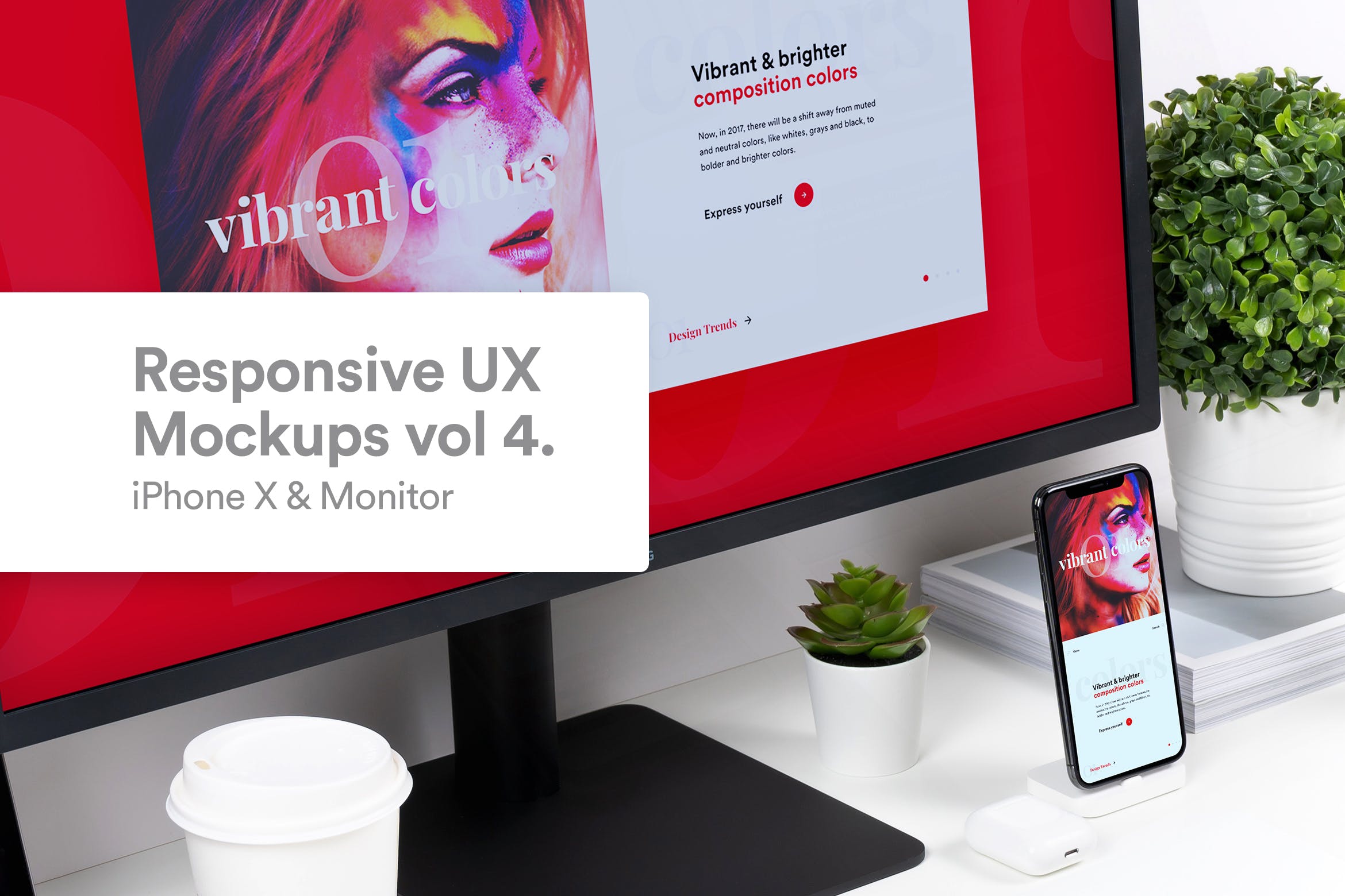 响应式UX设计作品展示素材库精选样机模板 Mobile app Mock Up插图