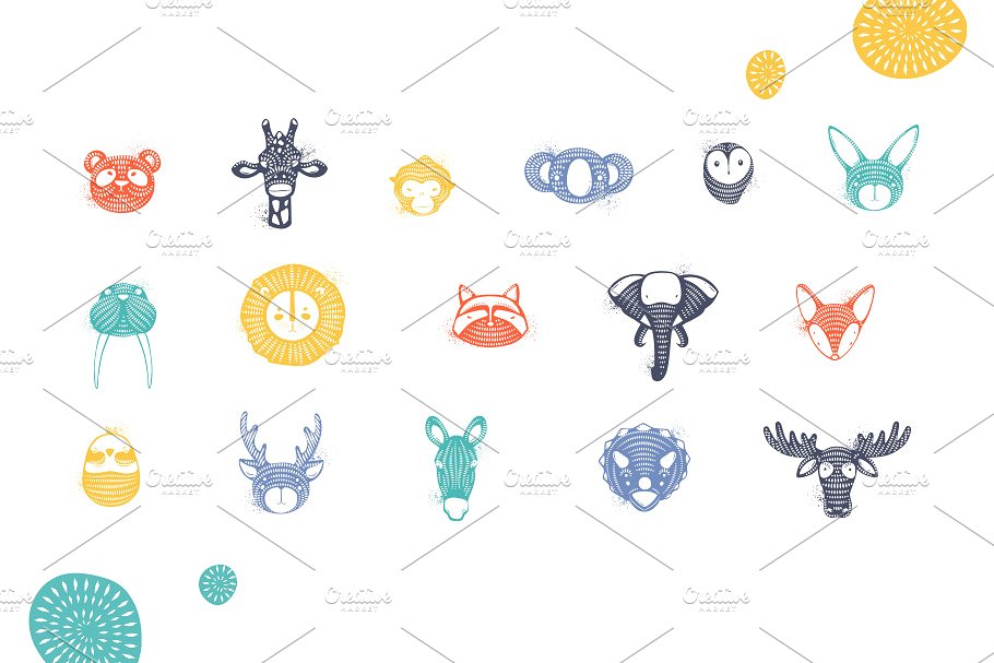 动物工艺装饰图案插画 Graphic Animals插图(5)