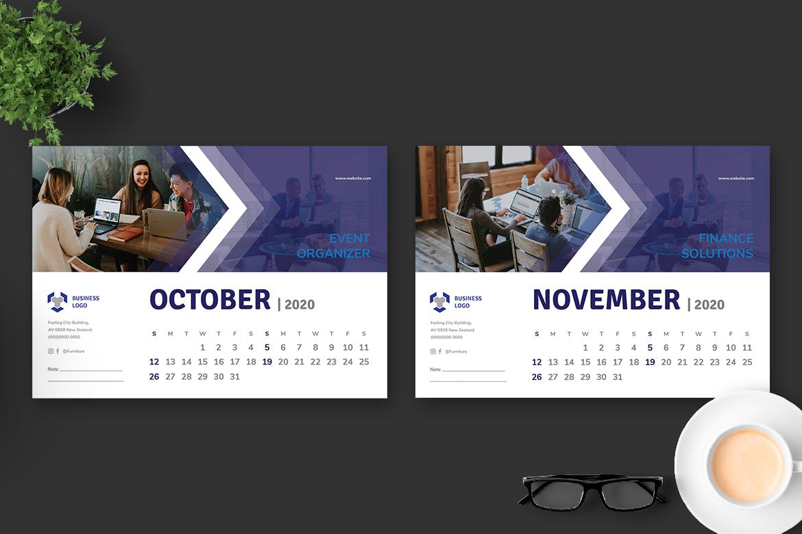 多用途企业定制2020年活页台历设计模板 2020 Multi Purpose Business Caelndar Pro插图(5)