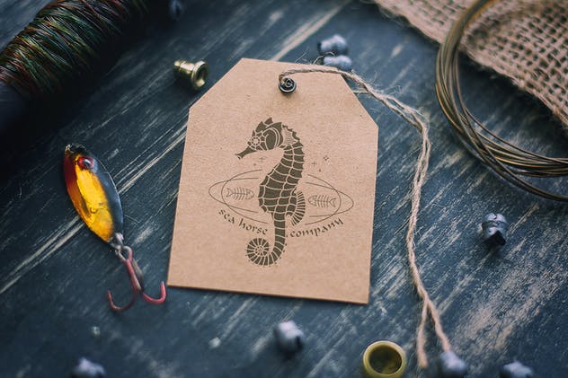 复古海洋动物吊牌标签样机 Sea Vintage Mock Up插图(2)