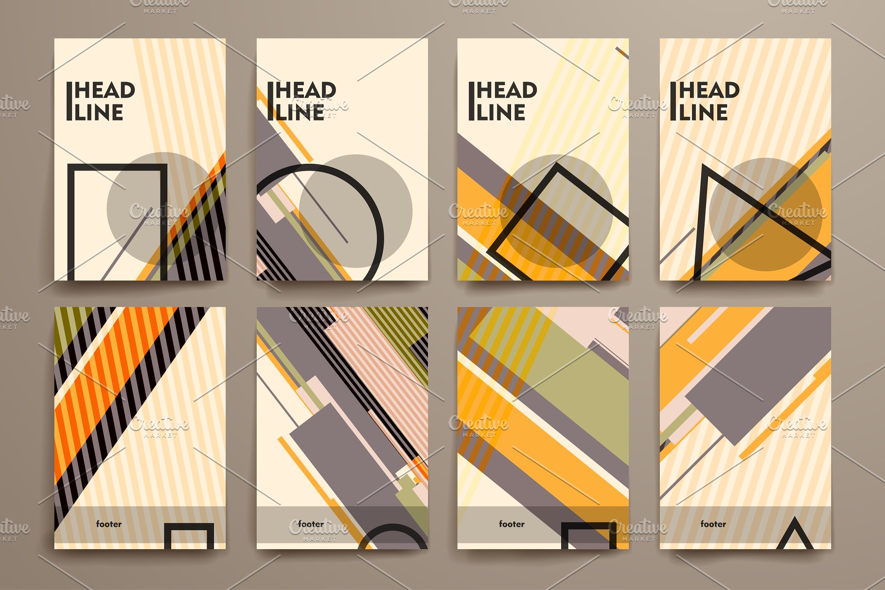 抽象图形背景小册子模板 Set of Abstract Brochures插图(2)