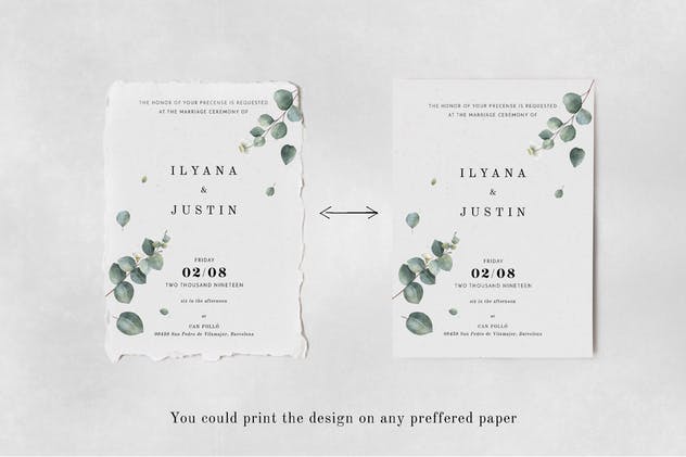 桉树叶子婚礼邀请函设计模板 Eucalyptus Foliage Wedding Suite插图(6)