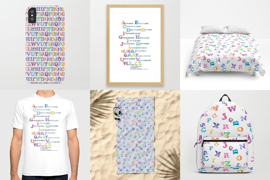 水彩字母&数字剪贴画 Watercolor Alphabet & Number Bundle插图(6)