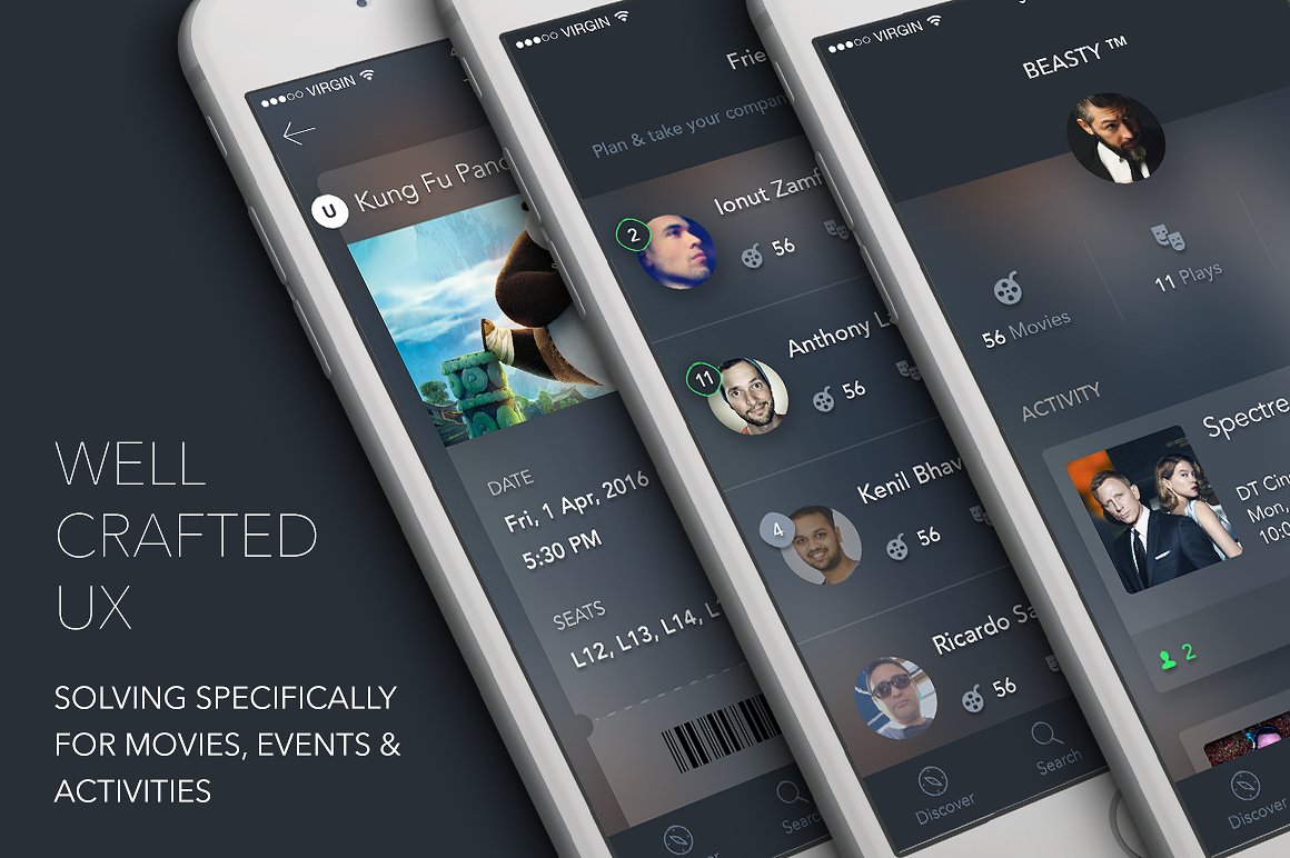 影视娱乐新闻类 APP UI 套件 Wolverine IOS UI KIT for activities插图(4)