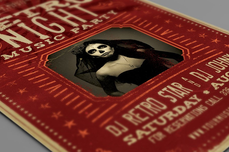 复古做旧风格海报PSD模板 Vintage Grunge Flyer插图(2)