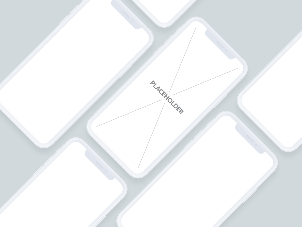 刘海屏iPhone手机等距网格素材库精选样机模板[白色版本] Presentation Mockups Light插图(4)