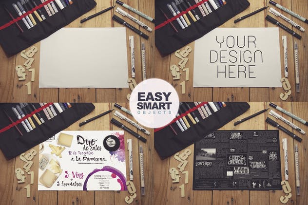 工作室桌面场景手绘创作作品展示样机素材库精选模板 Designing Sketch & Numbers插图(1)