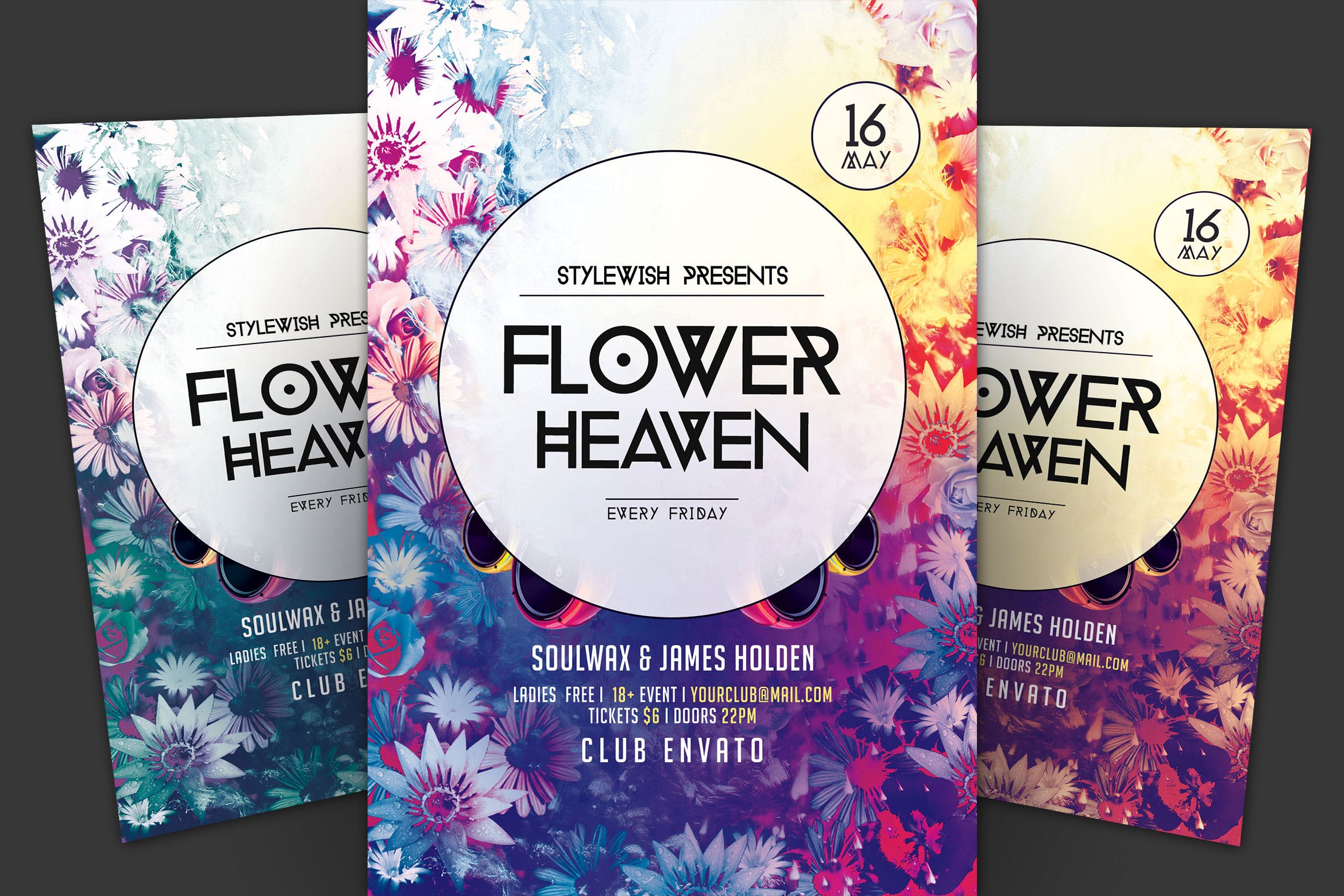 花之天堂梦幻花卉背景活动海报传单素材库精选PSD模板 Flower Heaven Flyer插图