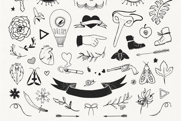 手绘装饰设计元素工具包[手绘图案+水彩样式+图形] The Hip Decorative Toolkit插图(6)