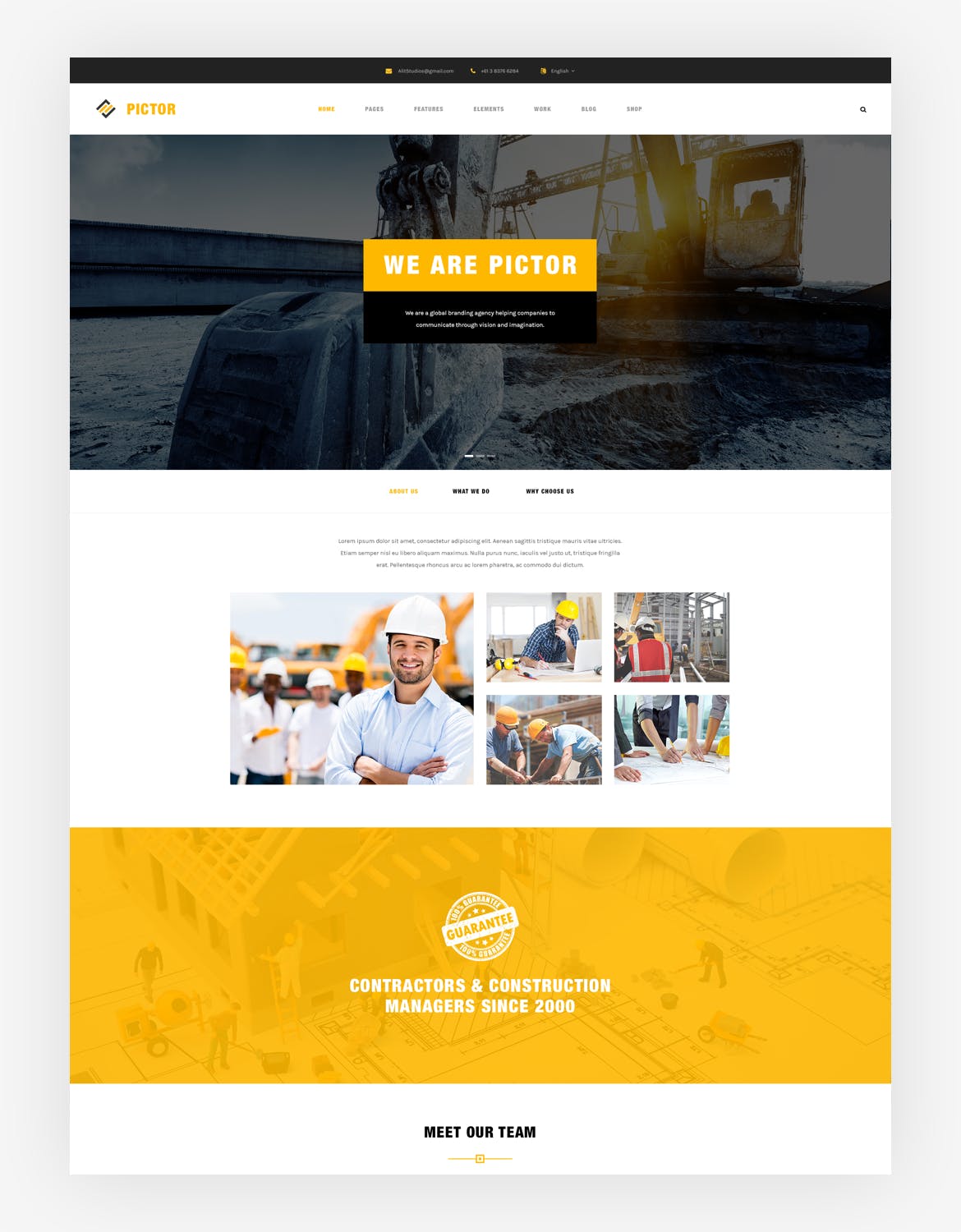 建筑施工/建筑设计策划公司官网网站设计模板 Construction Building Company PSD Website Template插图(3)