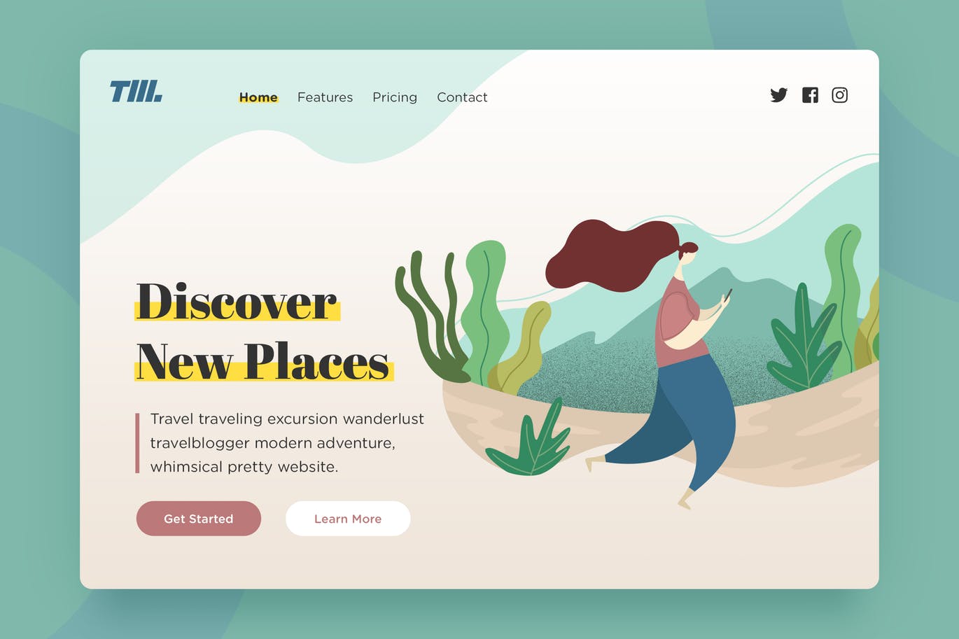 网站着陆页设计手绘矢量插画素材v01 Landing Page v.01插图