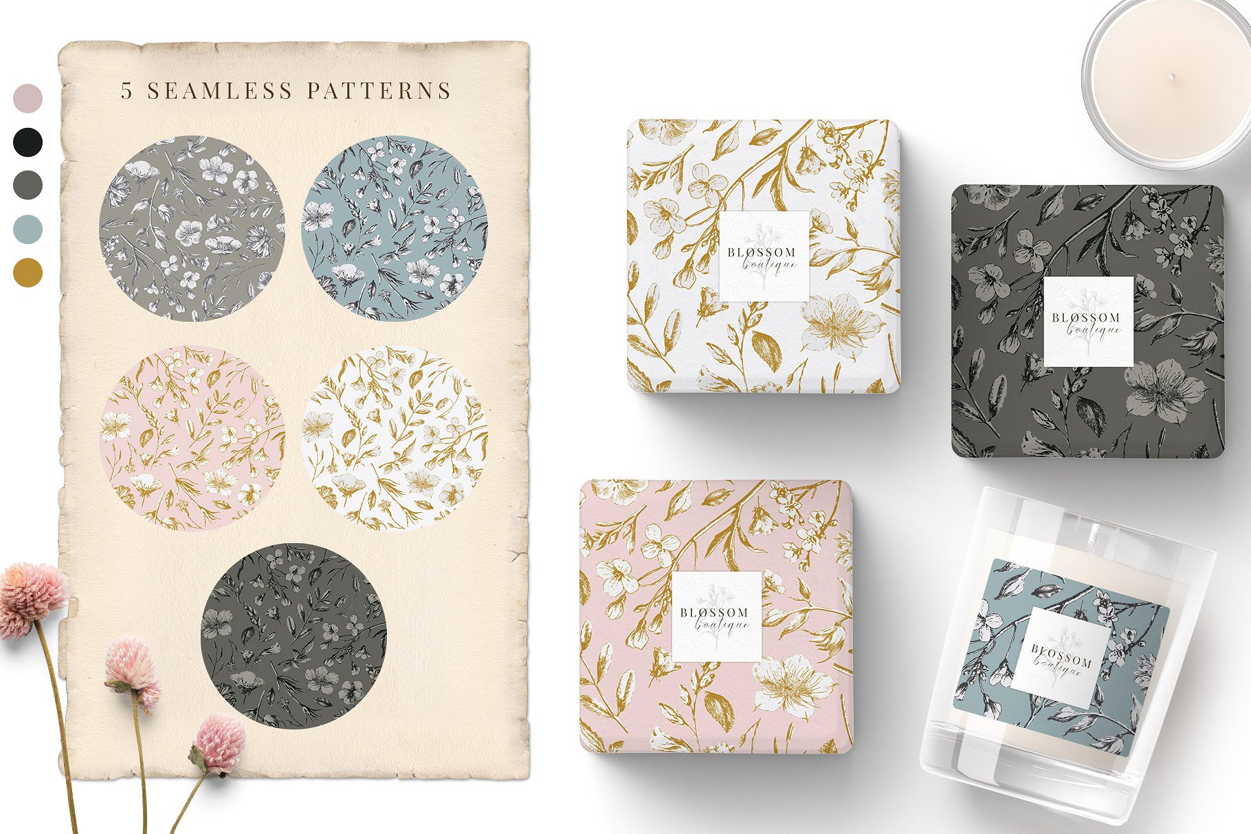 植物与字母的奇思妙想插画 Botanical Curiosities Monograms插图(1)