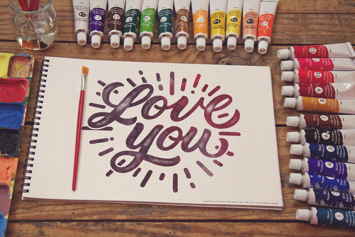 画室创作场景网格笔记本样机模板v3 Grid Paper Notebook Paint Scene插图