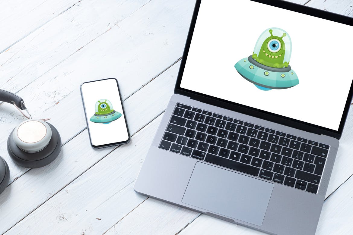 旧木桌上的Macbook&iPhone样机模板v1 Spojeeto Device Mock-ups vol.1插图(2)