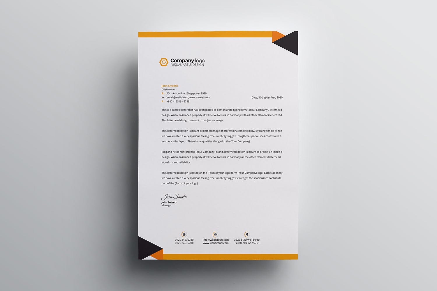 极简风格企业信纸信笺设计模板 Letterhead插图(2)