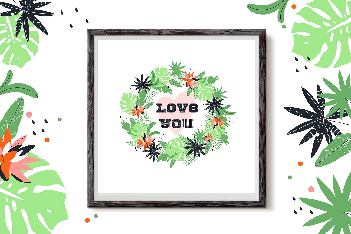 动物园和植物矢量手绘风格的无缝背景图案插图