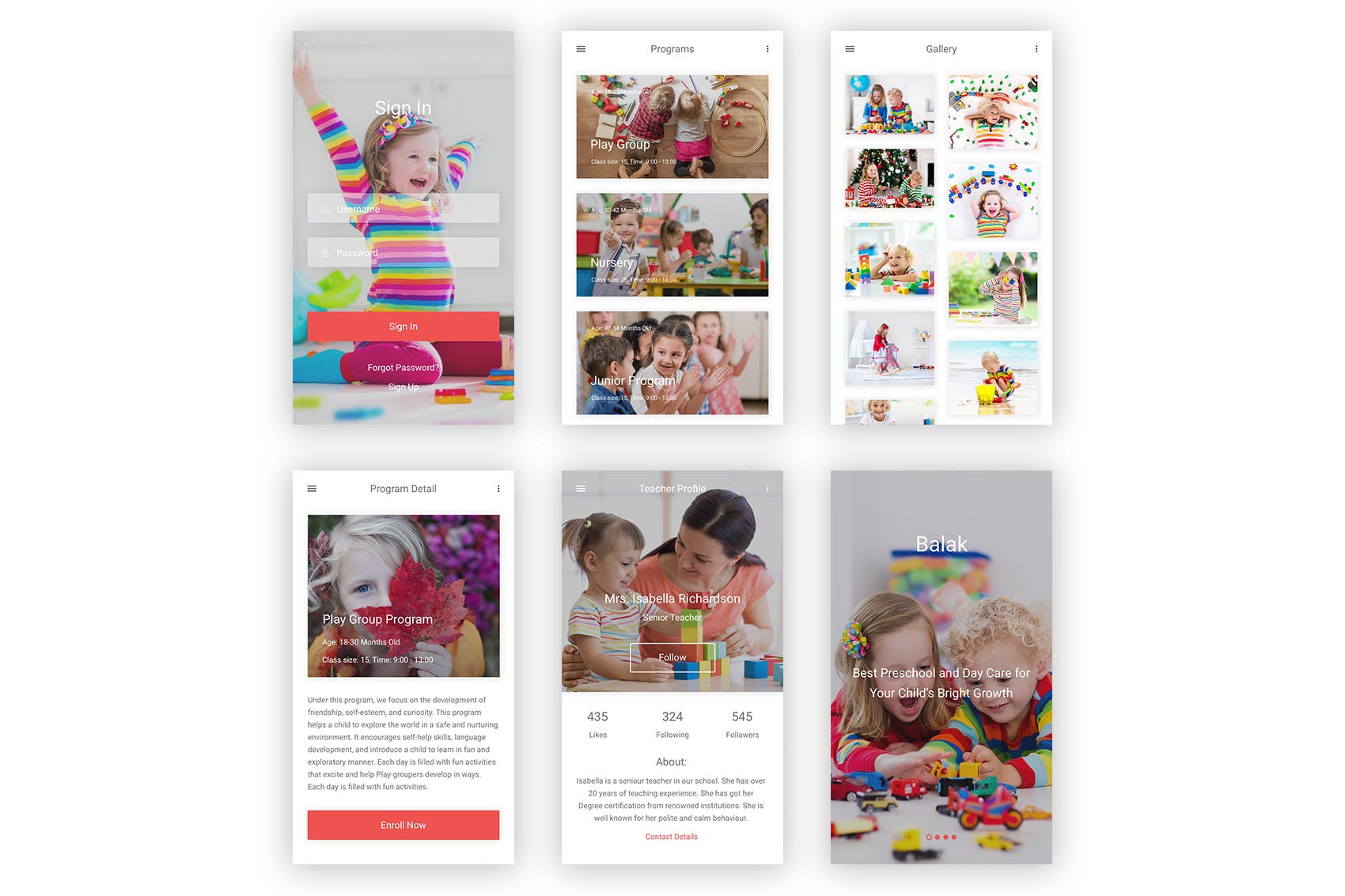 学前教育/幼儿园APP应用UI设计套件Figma模板 Balak – Kindergarten & Pre-school Figma UI Kit插图(7)