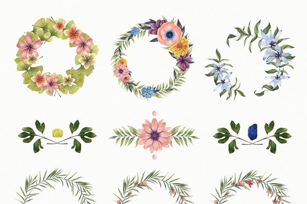 水彩花卉插画元素套装 Watercolor Enthusiast Graphic Kit插图(6)