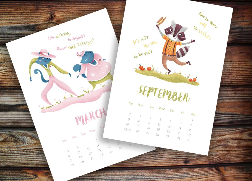 24款卡通跳舞的动物手绘插画素材[psd,png,jpg,pdf]插图(6)