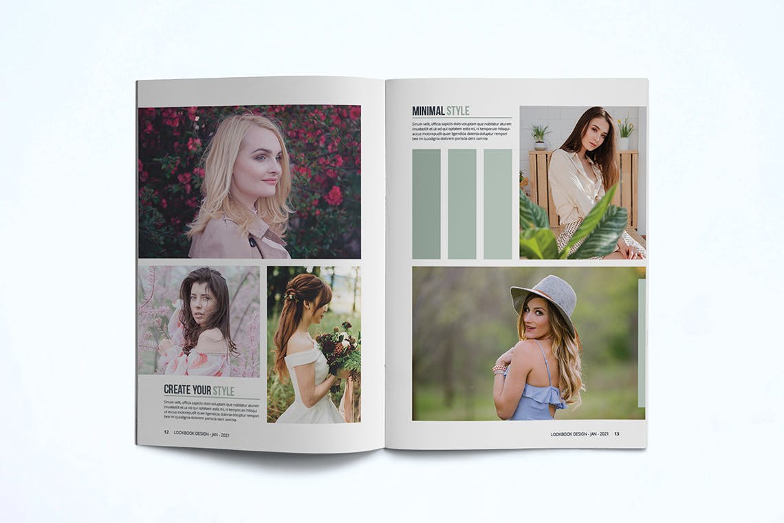 时装订货画册/新品上市产品素材库精选目录设计模板v2 Fashion Lookbook Template插图(9)