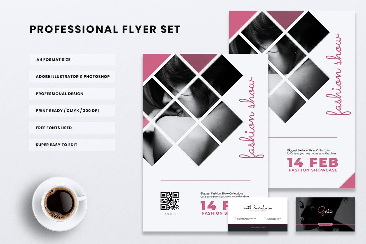 时装秀/活动传单&素材库精选名片模板 GAIA Fashion Show / Event Flyer & Business Card插图(3)
