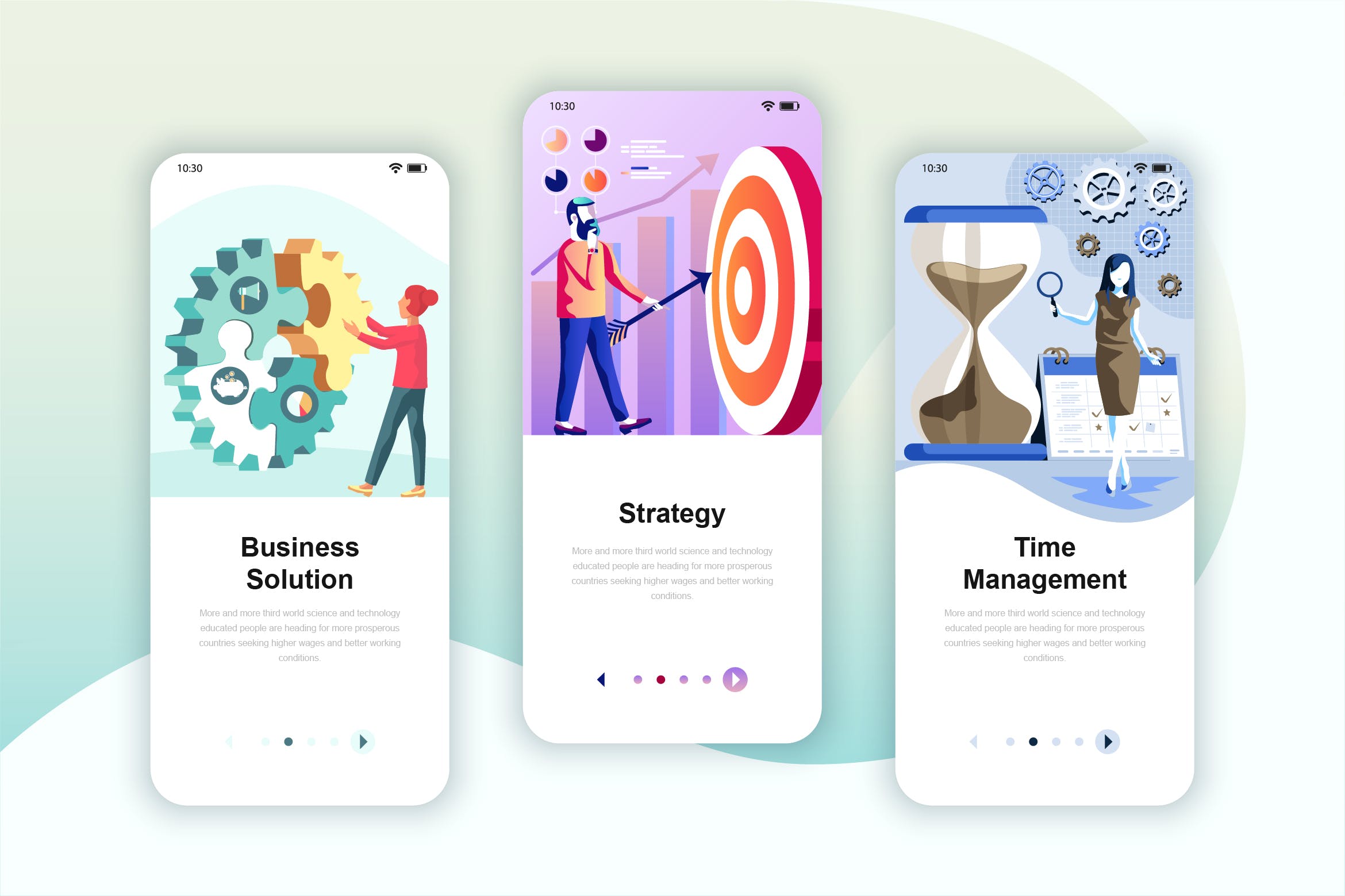 商业计划&项目管理主题矢量插画APP引导页启动页设计模板 Instagram Stories Onboarding Screens Mobile App插图