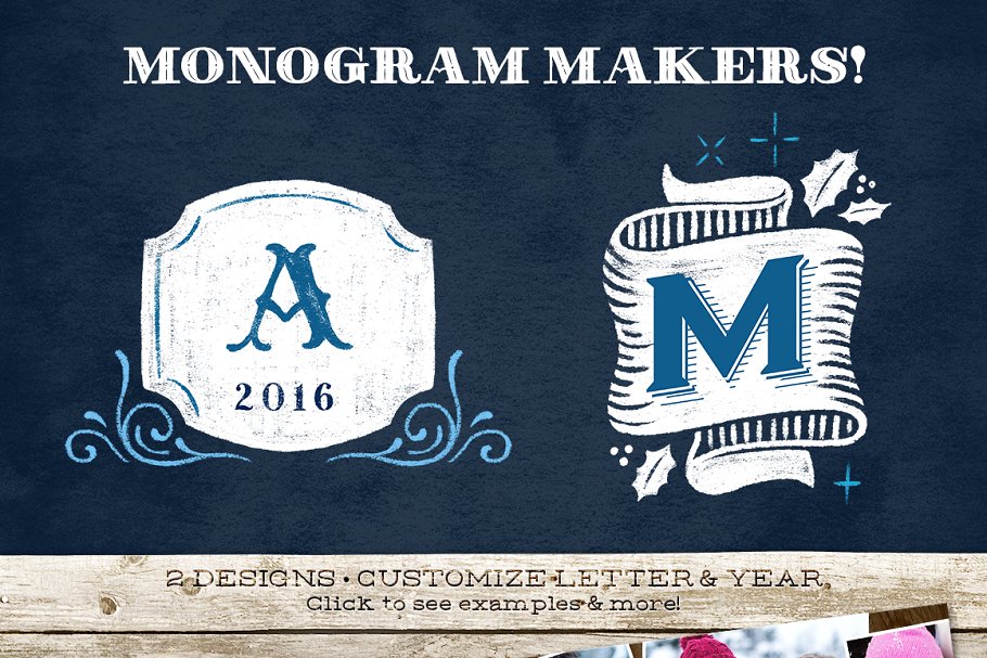 圣诞节设计素材套装[手写祝福语叠层+贺卡模板+插画] Christmas Box of Cheer!插图(5)