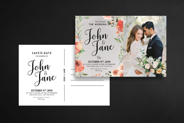 现代复古风格婚礼婚宴邀请函设计套装 Modern-Vintage Wedding Suite invitation插图(2)
