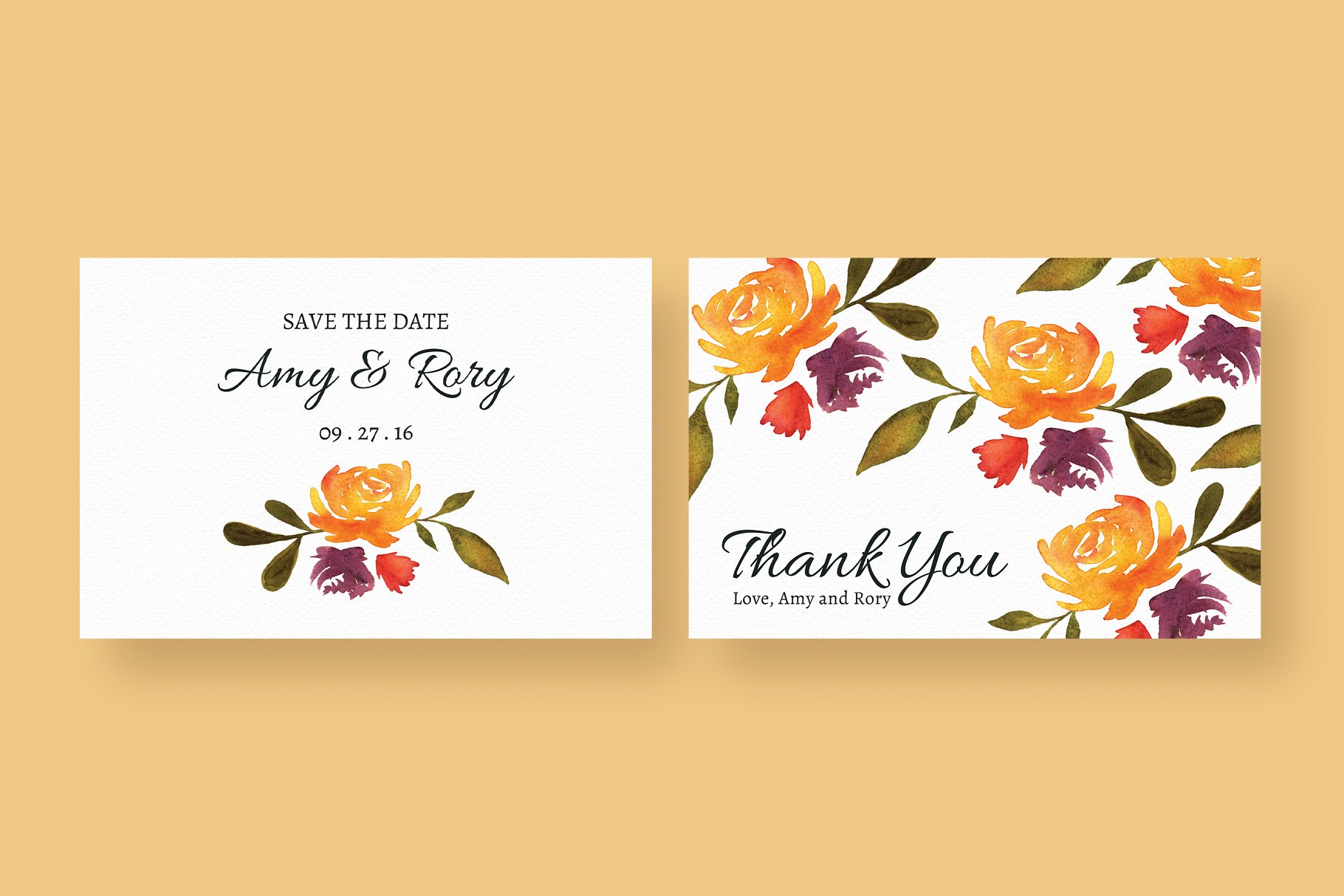 秋季水彩婚礼邀请函设计套装 Watercolour Fall Wedding Suite插图(5)