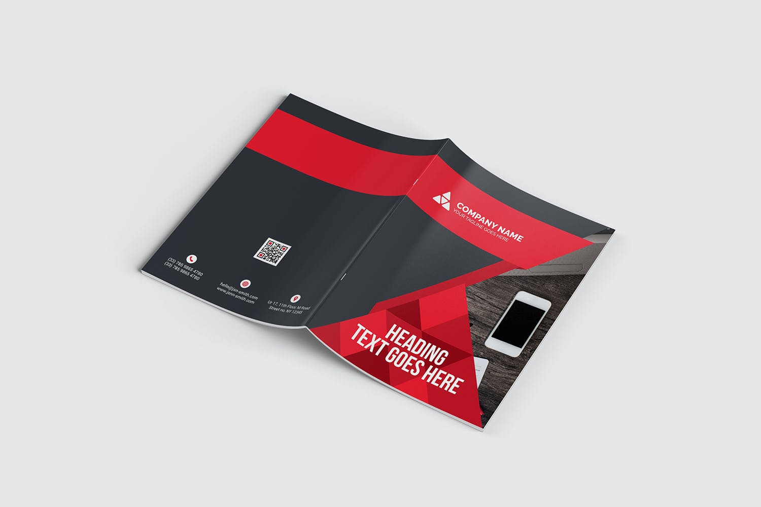 企业宣传折页设计EPS模板 Bifold Brochure插图(1)