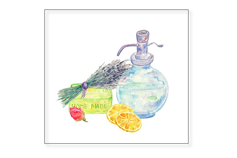 美容护肤品牌水彩手绘插画设计素材 Watercolor Clipart Soap Collection插图(1)