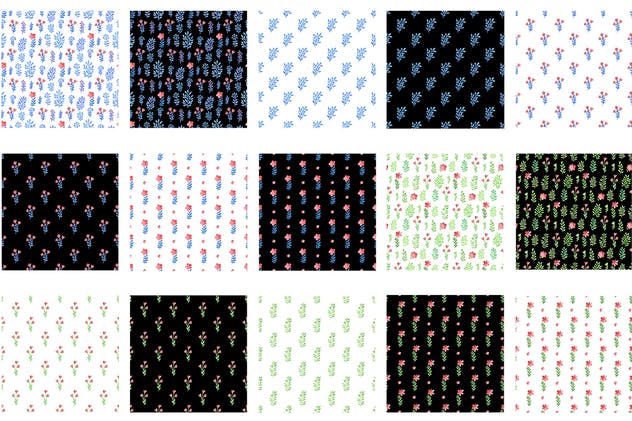 水彩花卉元素无缝插画套装 Watercolor Floral Kit插图(5)